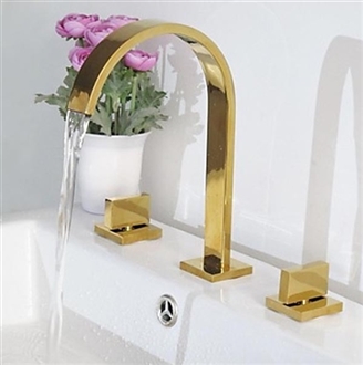 Venice Gold Bathroom 3pcs Hotel Sink Faucet Dual Handles Centerset Mixer Tap
