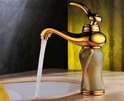 Sicily Luxury Hotel Style Gold Jade Bathroom Vessel Sink Faucet Single Handle Mixer Tap