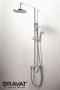Bravat Hotel Bath Shower Set Three Spout Function Wall Mounted Shower Bar