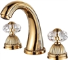 Larissa Bathroom widespread Lavatory Sink faucet crystal handles mixer tap Gold clour