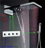 Architectural Design 22" LED Color Change Thermostatic Waterfall Rain Shower Head with Massage Body Sprays and Hand Shower