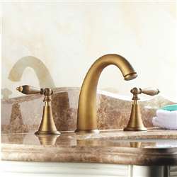 Reno Brass Antique Deck Mount Dual Handles Hotel Faucet 3pcs Bathroom Mixer Tap