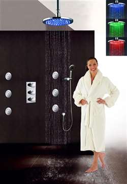 Fontana Versilia Color Changing Led Best Hotel Showers with Adjustable Body Jets and Mixer