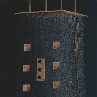 Fontana Sierra Oil Rubbed Bronze Multi Color Led Best Hotel Showers with Adjustable Body Jets and Mixer Solid Brass