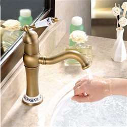 Vanity Sink Countertop Antique Brass Faucet Ceramic Handle