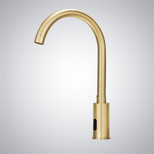 Fontana Architectural Design Public Restroom Commercial Automatic Brushed Gold Motion Sensor Touchless Faucet