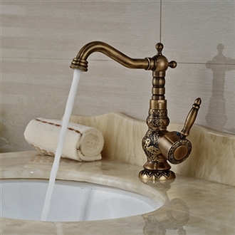 Countertop Antique Brass Bathroom Faucet Ceramic Handle