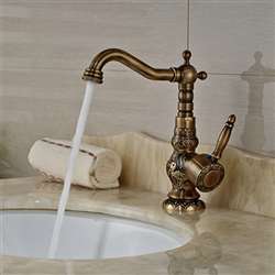 Countertop Antique Brass Bathroom Faucet Ceramic Handle