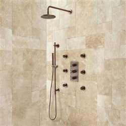 Perlude Oil Rubbed Bronze - Round Shower Head Shower System with 6 Body Shower Jets