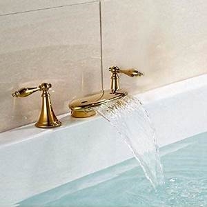 Waterfall Gold Finish Hospitality Bathroom Faucet