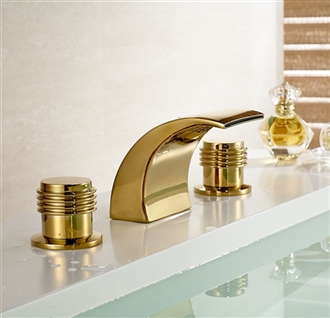Gold Finish Brass Body LED Bathroom Sink Faucet Mixer Tap