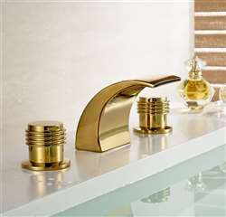 Gold Finish Brass Body LED Bathroom Sink Faucet Mixer Tap