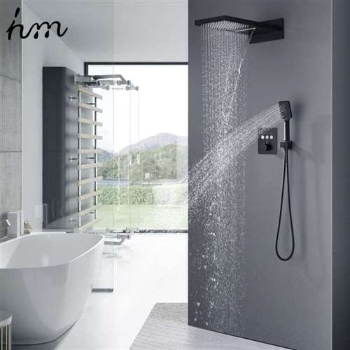 Milan Dark Oil Rubbed Bronze Rainfall Waterfall Thermostatic Control Shower Set