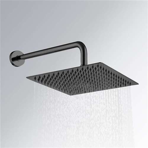 Matte Black  Thin Square Rainfall Shower Head