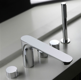 Piazza Countertop Chrome Bathroom Faucet with Hand Shower