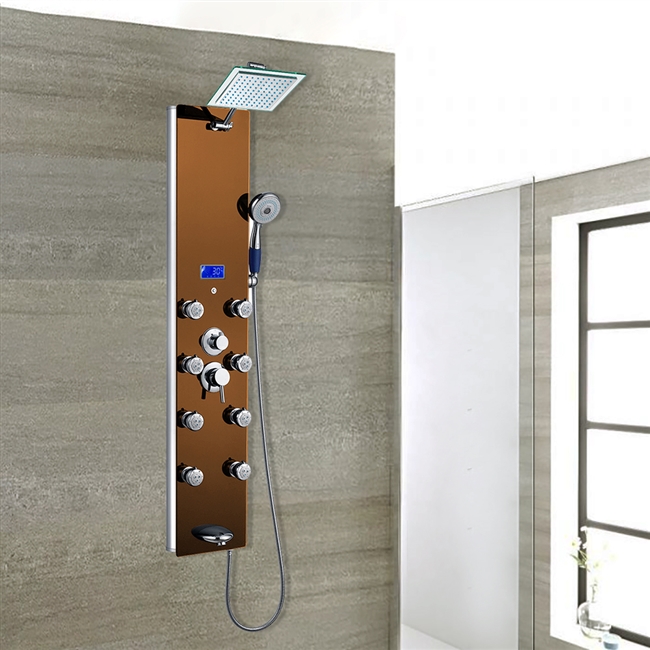 Ancona Oil Rubbed Bronze Rainfall Shower Panel with Body Massage Jets and Handshower