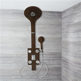 Genoa Oil Rubbed Bronze Tempered Glass Rainfall Shower Panel with Hand Shower