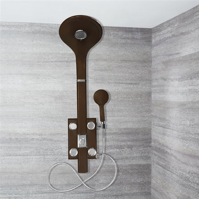 Genoa Oil Rubbed Bronze Tempered Glass Rainfall Shower Panel with Hand Shower