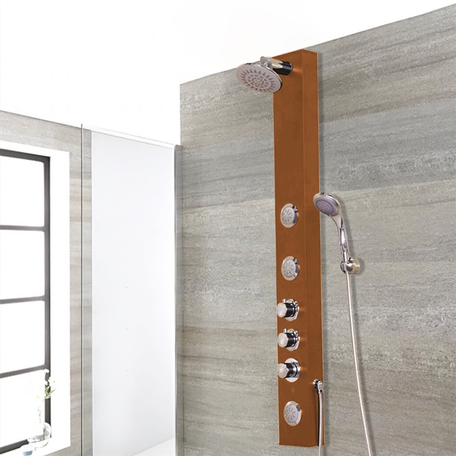 Perugia Oil Rubbed Bronze Tempered Glass Rainfall Shower Panel with Hand Shower