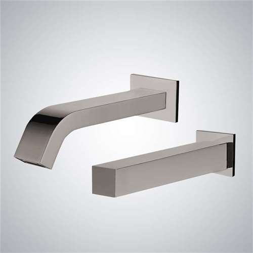 Fontana Contemporary Commercial Wall Mount Sensor Faucet and Soap Dispenser in Brushed Nickel