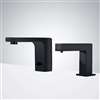 Fontana Contemporary Automatic Commercial Sensor Faucet and Matching Soap Dispenser in Matte Black