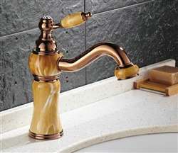 La Spezia Luxury Rose Gold Countertop Solid Brass and Marble Body Single Handle Bathroom Faucet