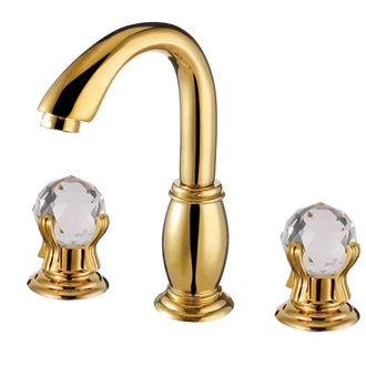 Savona Dual Handle Gold Finish Bathroom Hotel Faucet with Hot/Cold Mixer