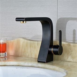 Cuneo Chrome/Black/Golden Single Handle Countertop Bathroom Hotel Faucet