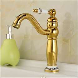 Lenox Gold & Ceramic Single Handle Countertop Bathroom Sink Faucet