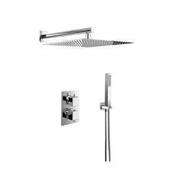 Lima Ultra Thin Rain Shower Head with Built in Thermostatic Mixer and Hand Held Shower Set