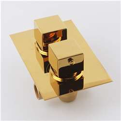 Fontana Solid Brass Gold Tone Finish Concealed Thermostatic Shower Valve Mixer  2 Way