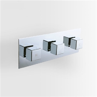 3 Dials 2 Ways Architectural Hotel Square Mixer Chrome Finish Brass Shower Valve Panel With Diverter Ceramic Plate Spool