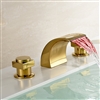 Campinas Gold Polished LED Waterfall Bathroom Sink Faucet