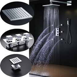 Lombardy Large Square Shower Head with Massage Jets