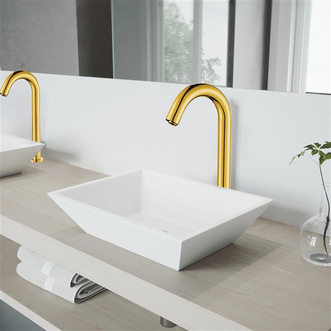 Livorno Stainless Steel Long Commercial Automatic Sensor Faucet Gold Finish