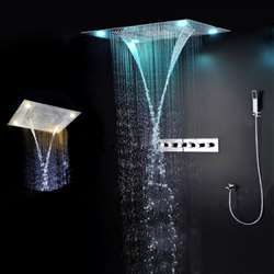 Livorno Multi Function 23" by 31" Ceiling Mount LED Shower Set with Hand Held Shower