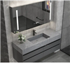 Fontana Floating Sintered Stone Countertop in Dark Grey Finish Ceramic Basin With LED Mirror Cabinet