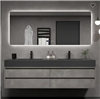 Fontana Luxury Wall-Mounted Slate Floating Bathroom Vanity Set With a Double Sink Faucet And An LED Smart Mirror