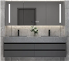 Fontana Sintered Stone Countertop Double Sink Ceramic Basin With Time Display LED Mirror Cabinet