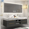 Fontana Sintered Stone Basin Bathroom Vanity Set Double Sink With Rectangular LED Mirror