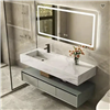 Fontana Luxury Waterproof Oak Wood Countertop Slate Basin in Marble Light Green Bathroom Cabinet with LED Vanity Mirror