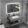 Fontana Sintered Stone Bathroom Sink Vanity Mirror in Marble Dark Gray with Smart LED Light