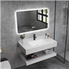 Fontana Marble White Sintered Stone Sink Cabinet with LED Mirror Bathroom Vanity