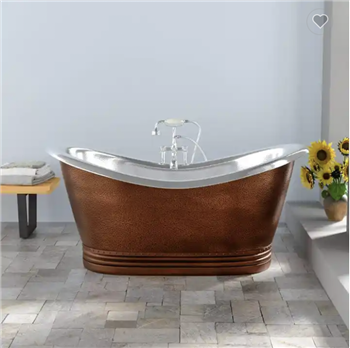 Fontana 72" Polished Finish Double-Slipper Roll-Top Tub With Pedestal