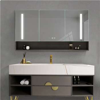 Fontana Modern Bathroom Solid Wood Vanity Set For Hotel Bathroom With Mirror Cabinet And Customized Finish