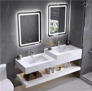 Fontana Modern Bathroom Sink Vanity with Double Illuminated Smart LED Mirrors