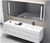 Fontana White Finish Simple Design Water Resistant Wall Mounted Floating Vanity Mirror Cabinet