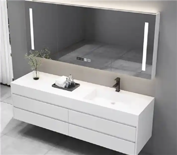 Fontana White Finish Simple Design Water Resistant Wall Mounted Floating Vanity Mirror Cabinet