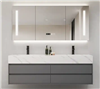 Fontana Double Sink Sintered Stone Ceramic Basin Countertop LED Mirror Cabinet and Time Display Vanity Set