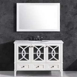 Fontana Wide Farmhouse Floor Wooden Hotel Bathroom Vanity -Luxury White